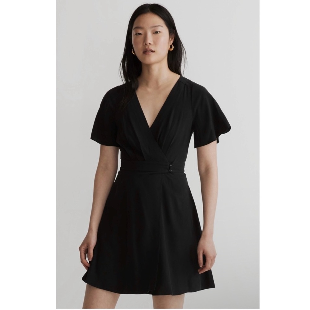 Madewell Pleated-Waist True-Wrap Mini Dress
